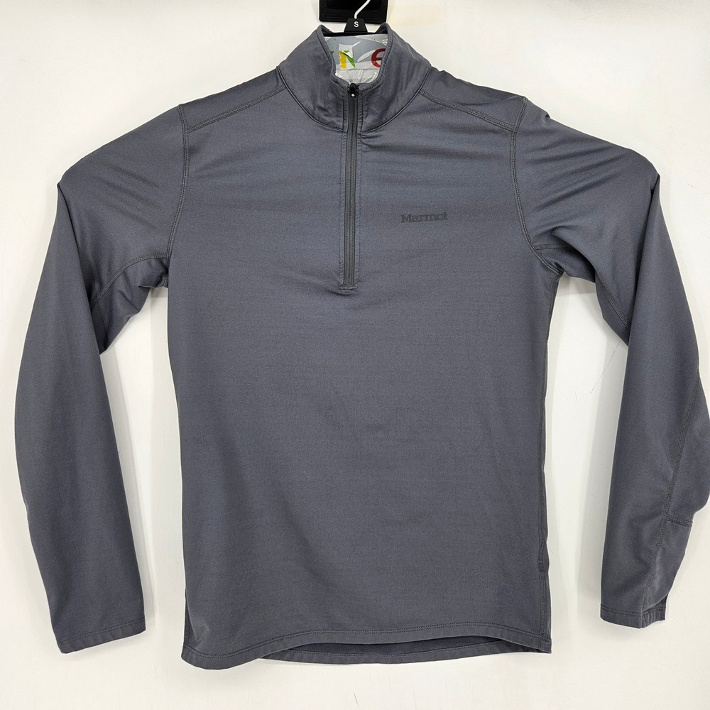Marmot Fleece Mens‎ Small Gray Pullover Sweatshirt Quarter Zip Outdoors